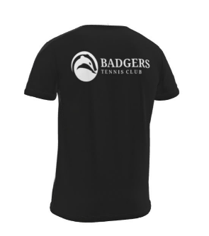 Black T-Shirt with White Badgers Logo — £24 back