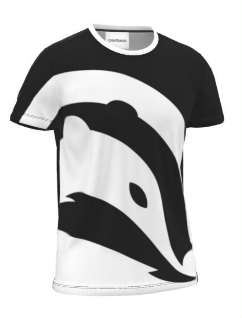 Black T-Shirt with White Badgers Logo — £24 front