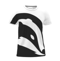 White T-Shirt with Black Badgers Logo — £24 front